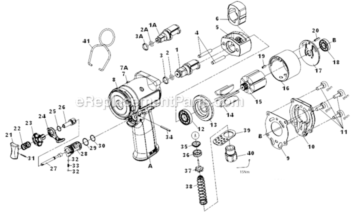 Page A Diagram and Parts List for CP7732  Chicago Pneumatic Wrench